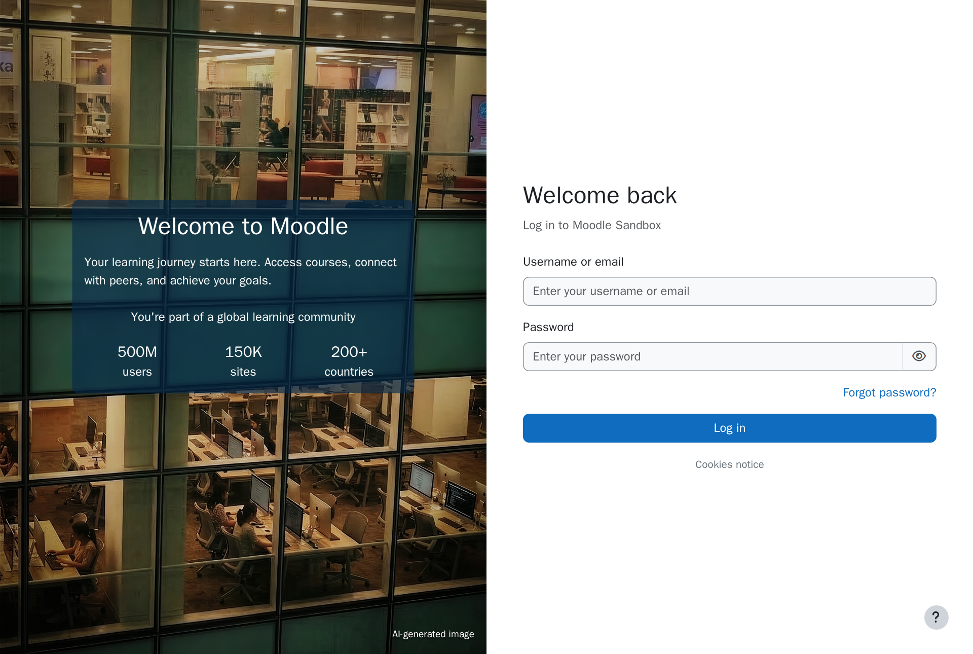 The Moodle login page, in the window moodle-mcp opens